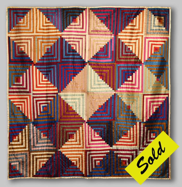 Q9068 Silk Courthouse Steps Log Cabin Quilt